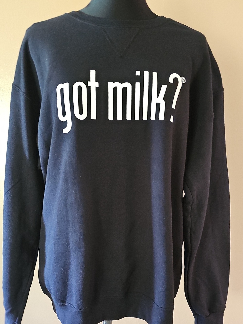 Fruit of the Loom Got Milk? Black Long Sleeve Crewneck Sweatshirt Unisex Large